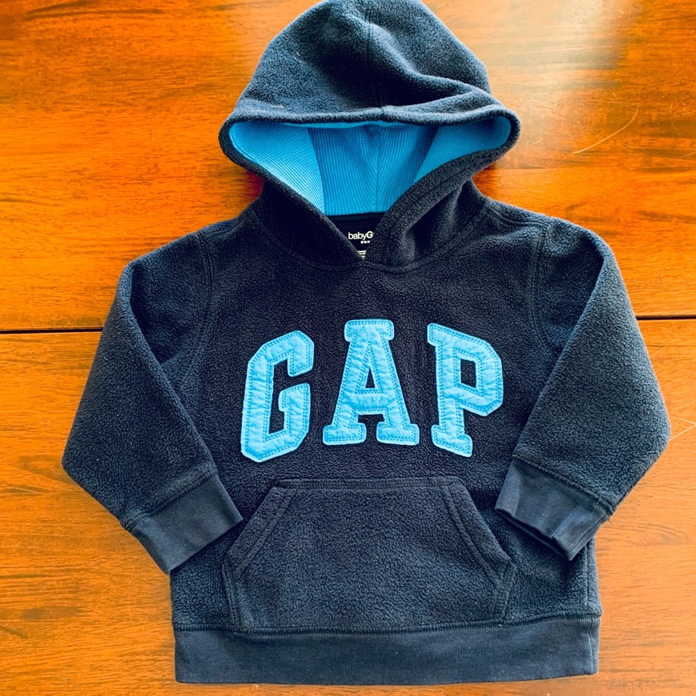 babyGap Gap Logo Fleece Hoodie, Navy & Light Blue, size 3T